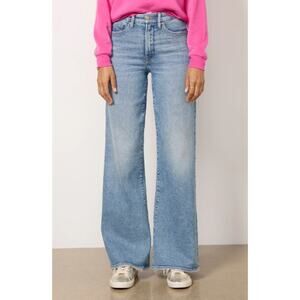 NWT Good American Good Waist Palazzo Jeans in Indigo Denim. Size 18